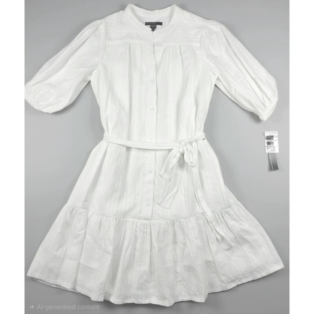 Maggy London Puff Sleeved Tiered Gauze Midi Dress Size 10 NWT